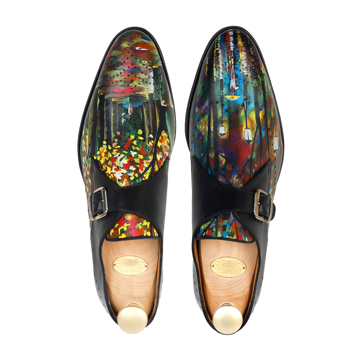 Prism - Men's Black Hand Painted Strapped Loafer