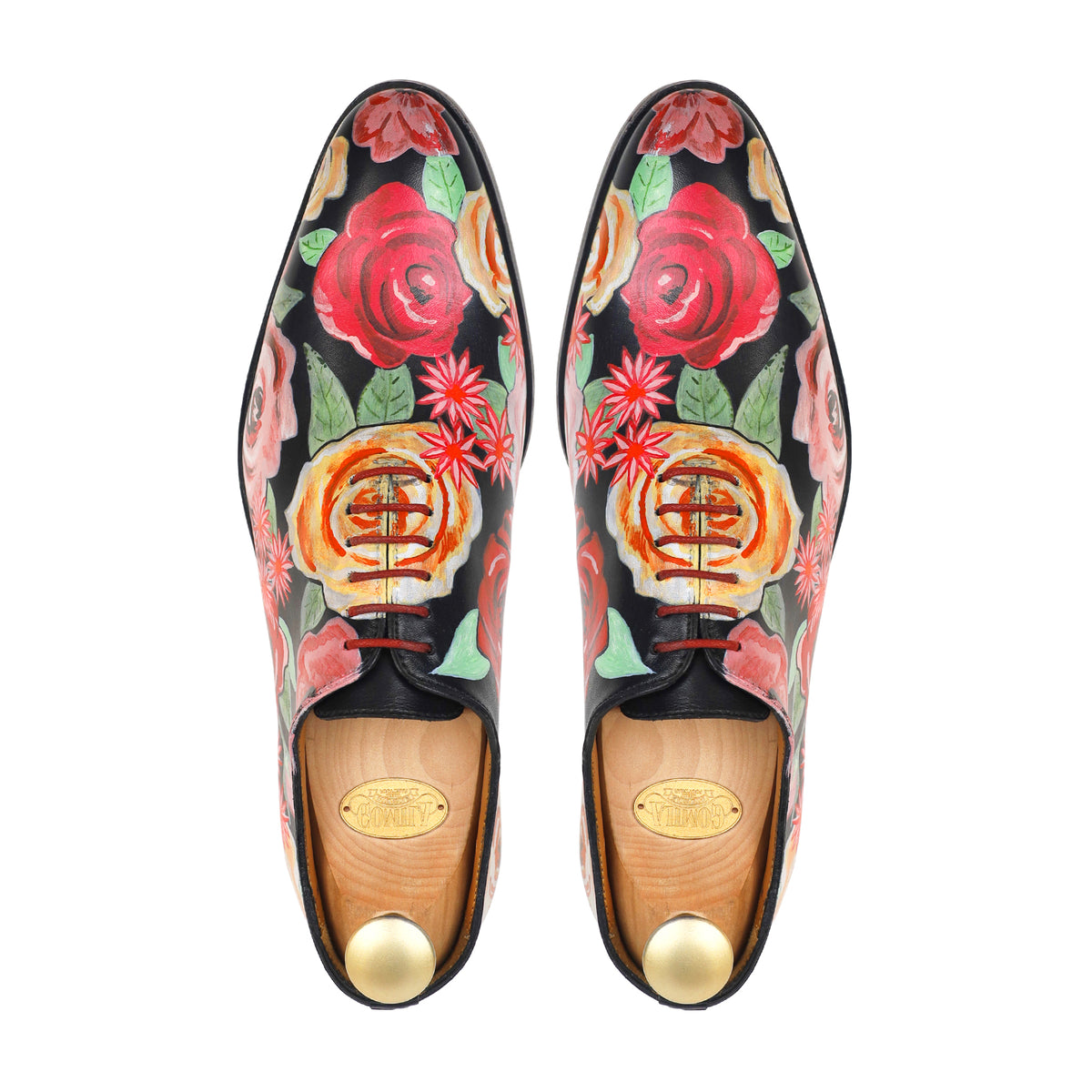 Petalia - Men's Black Hand Painted Wholecut