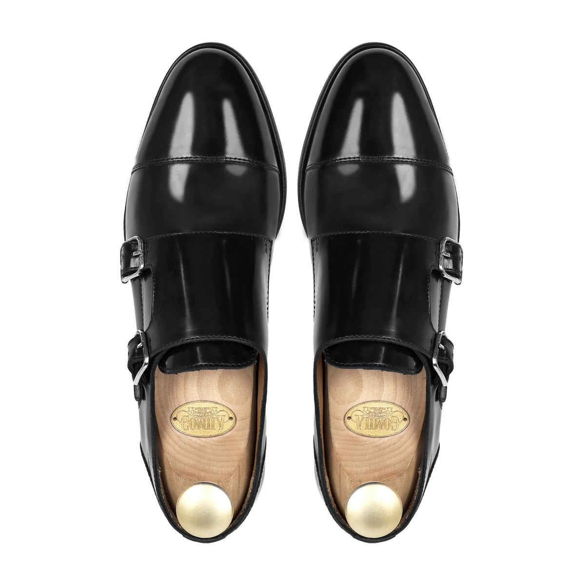 Holt - Men's Black Box Leather High Shine Double Monksrap