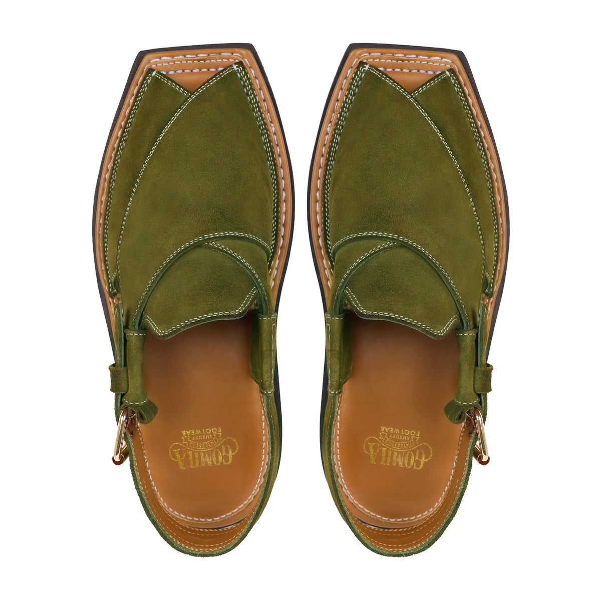 Lige - Men's Olive Green Kid Suede Sandal