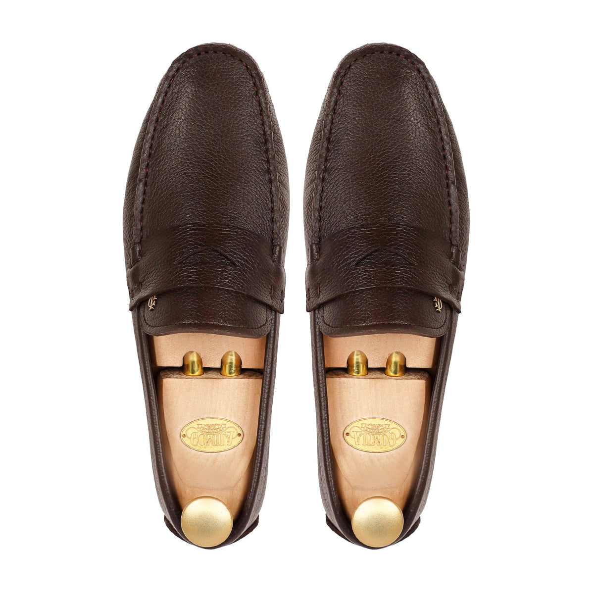 Evoke - Men's Dark Brown Pebble Grain Leather Driver Shoe