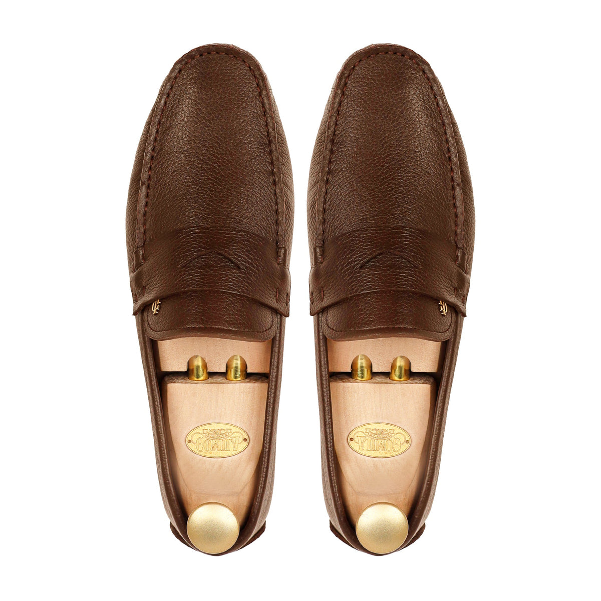 Evoke - Men's Brown Pebble Grain Leather Driver Shoe