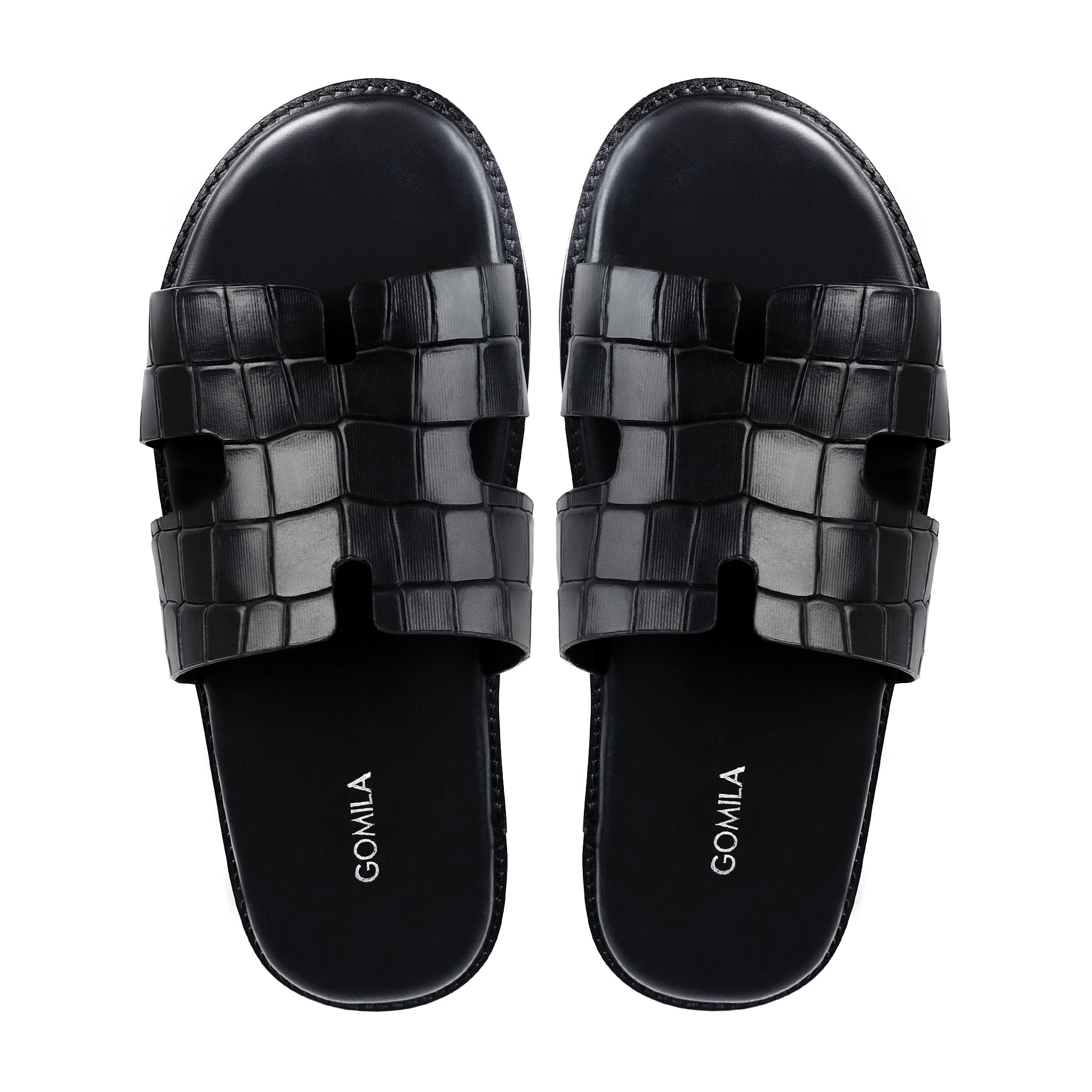 Cameron - Men's Black Calf Leather Slipper