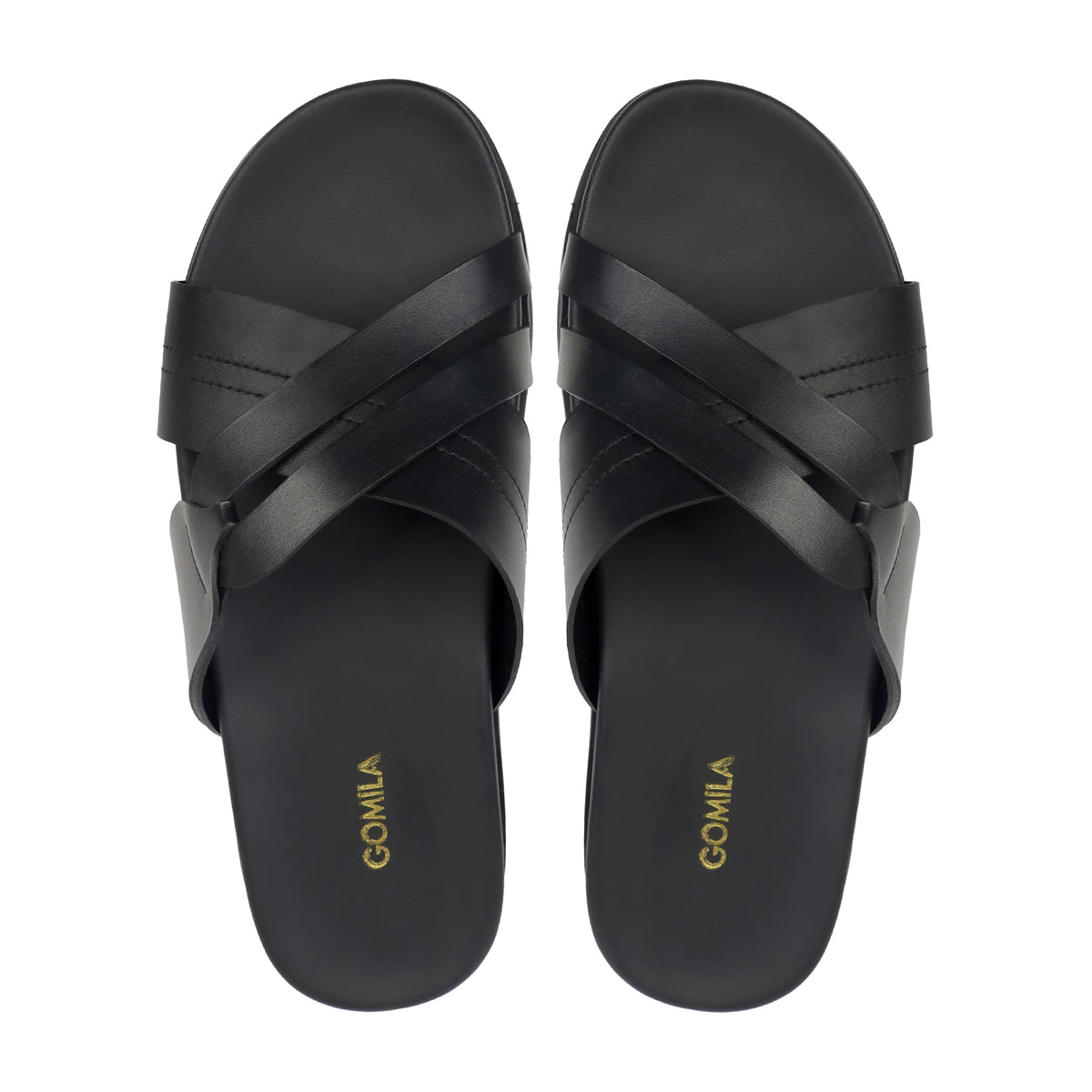 Slivoro - Men's Black Calf Leather Slipper