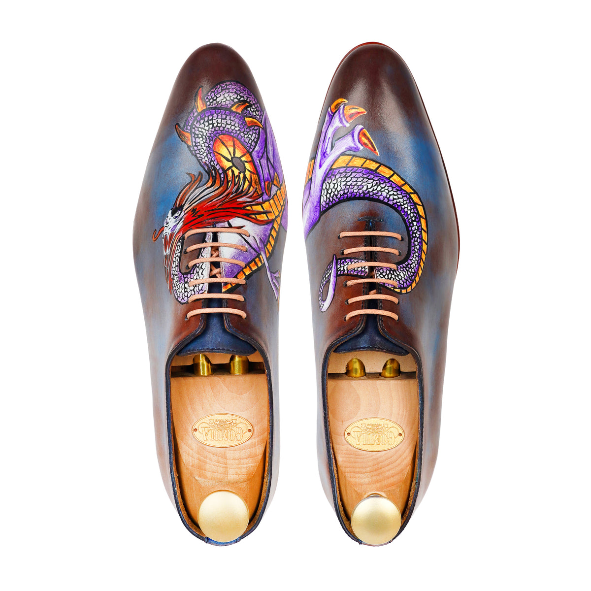 Viper Noir - Men's Burnished Blue Hand Painted Wholecut