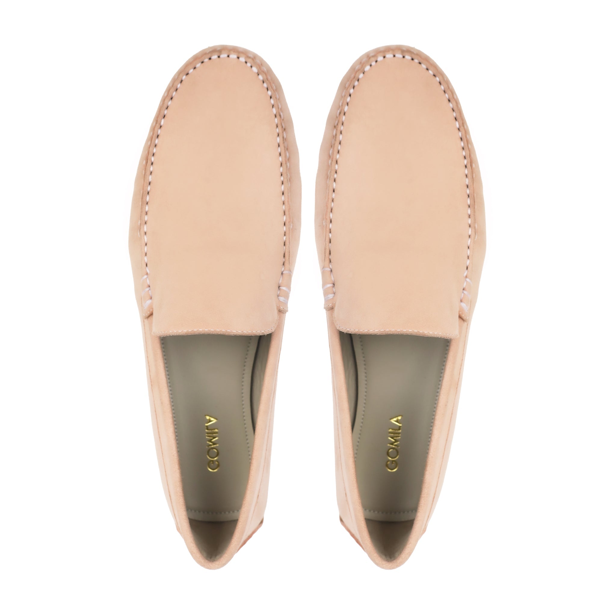 Vyla - Ladies Light Beige Split Suede Loafer