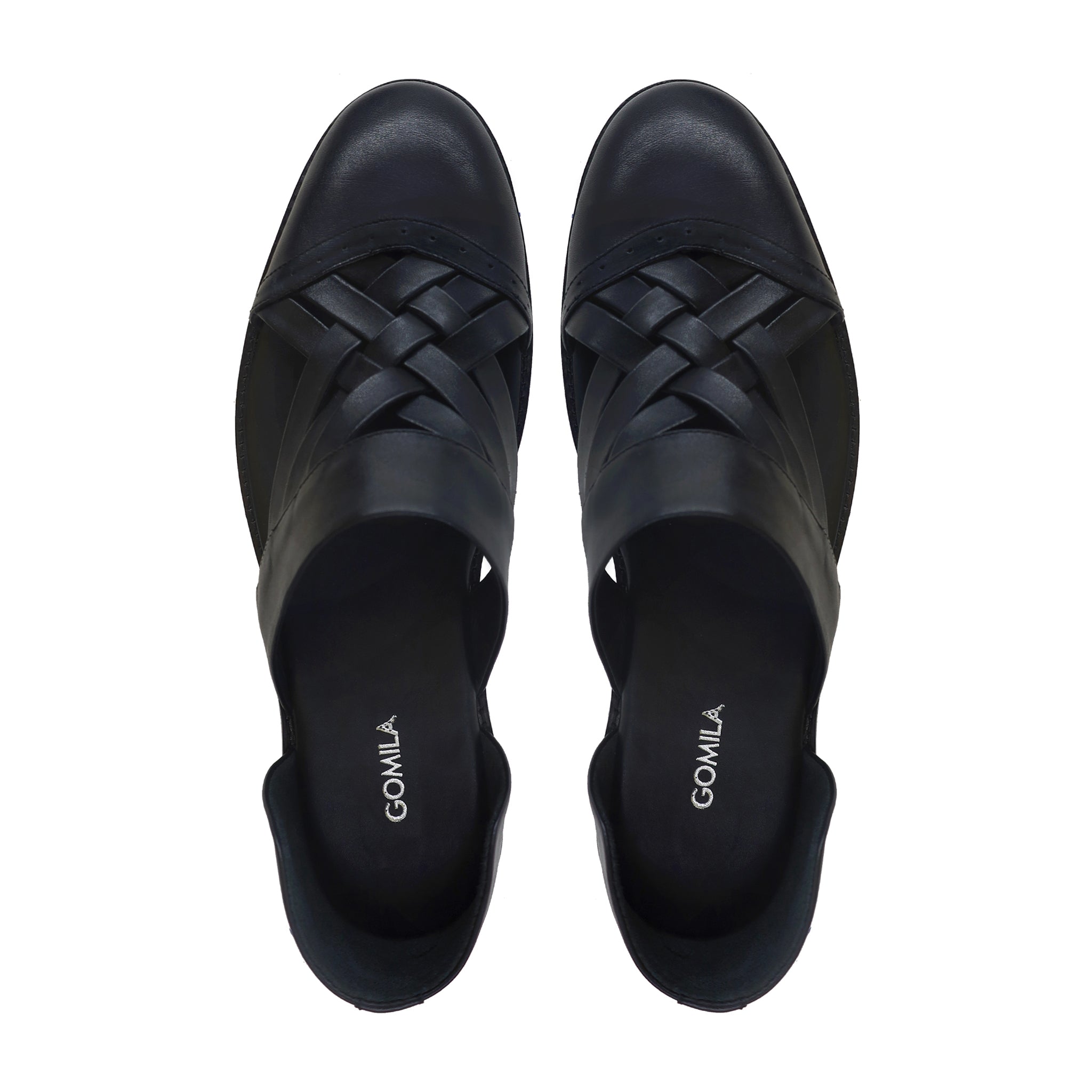 بیوم - مردانہ سیاہ کالف لیدر سینڈل