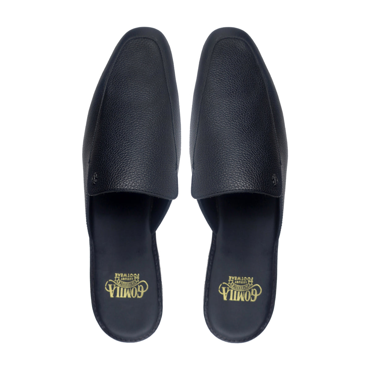 Dylan - Men's Black Pebble Grain Leather Slipper