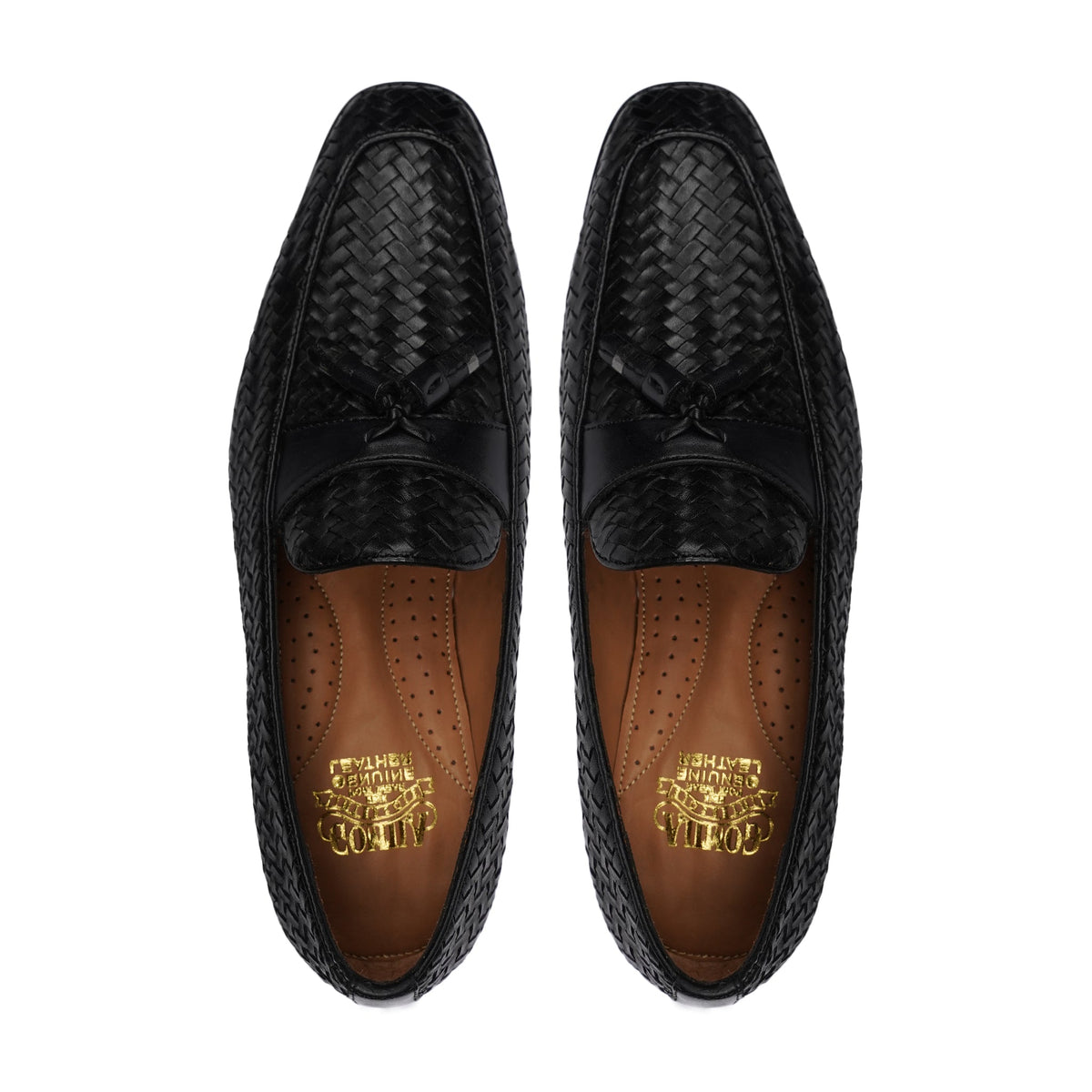 Tishna - Men's Black Hand Woven Calf Leather Loafer