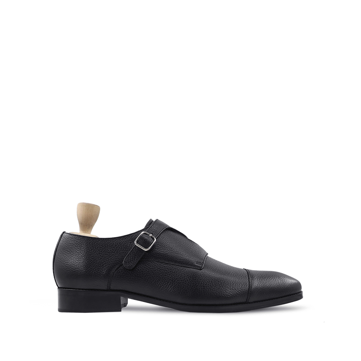 Tracey - Men's Black Pebble Grain Double Monkstrap