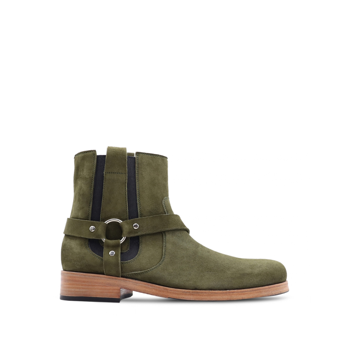 Ansfe - Men's Olive Green Kid Suede Jodhpur Boot