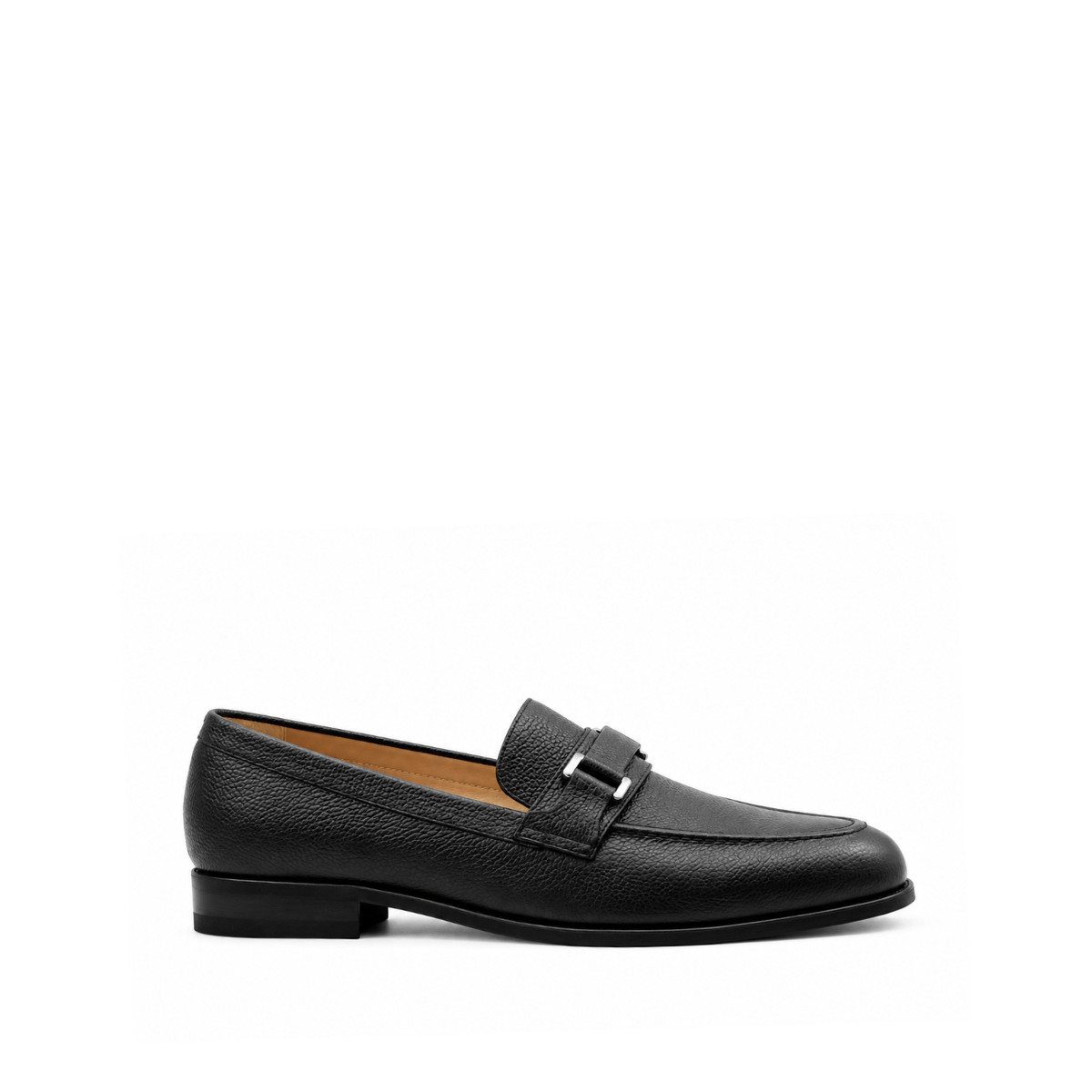 Athena - Men's Black Pebble Grain Leather Loafer
