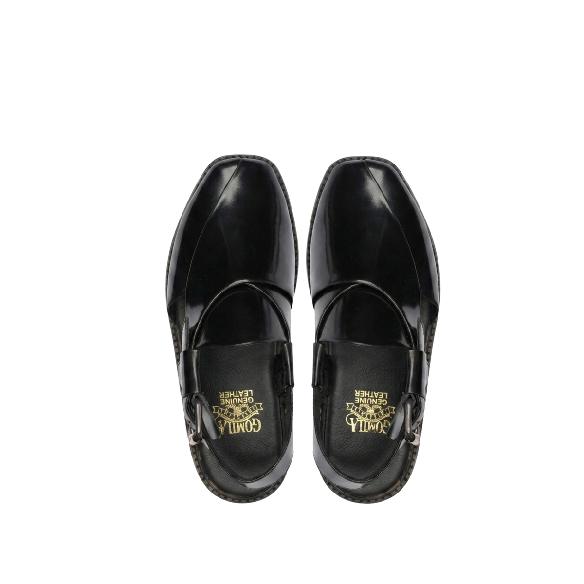 Sakua - Men's Black Box Leather High Shine Sandal