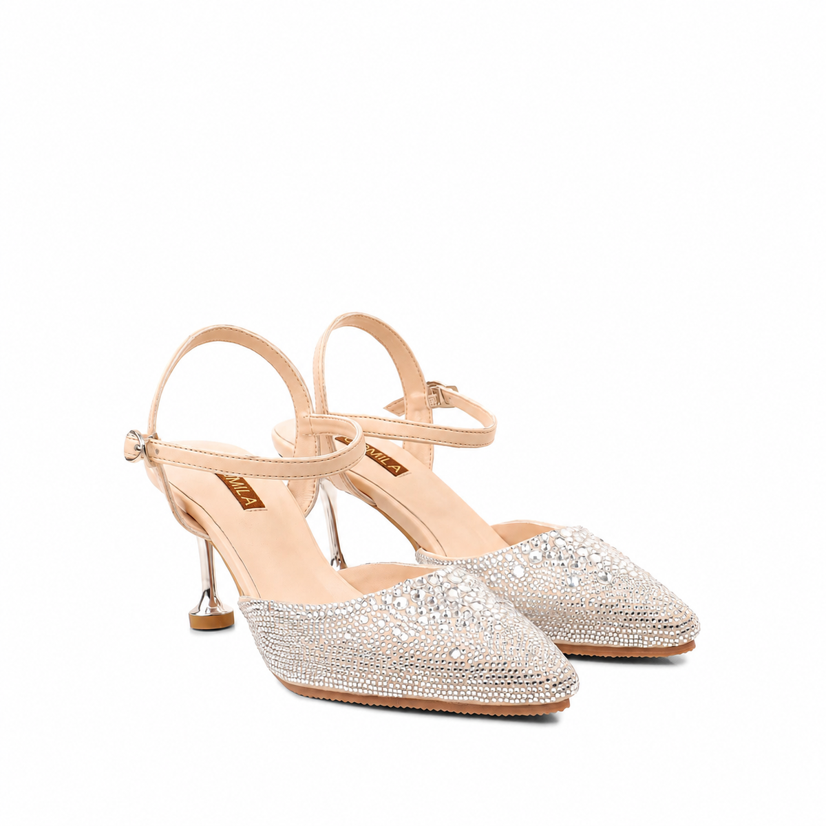 Vanessa - Women’s Champagne Rhinestone 90mm Heels
