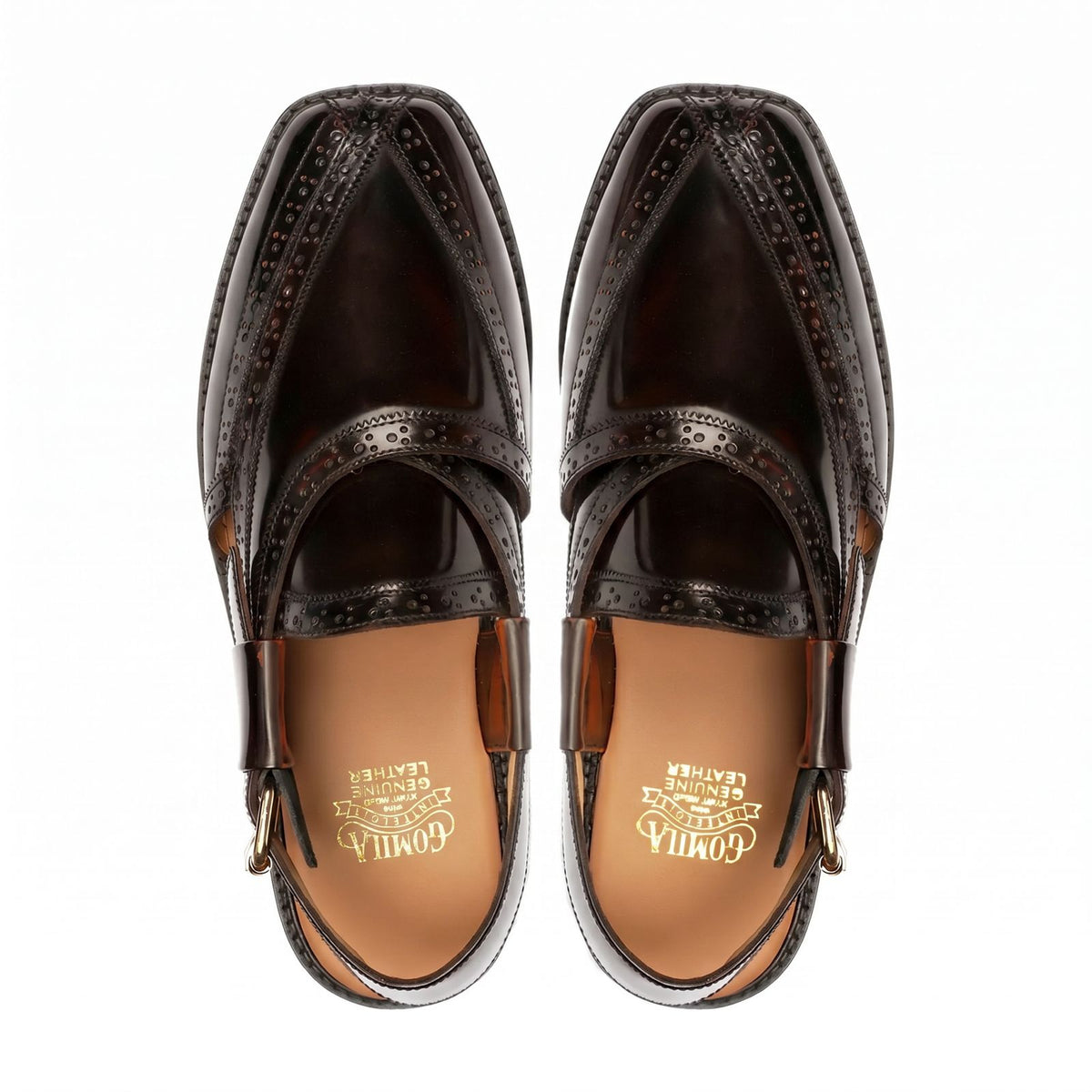 Krimml - Men's Dark Brown Box Leather High Shine Sandal