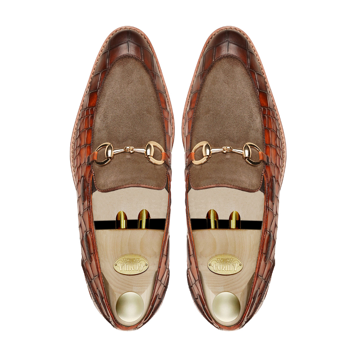 Akashi - Men's Burnished Tan and Brown Kid Suede Loafer