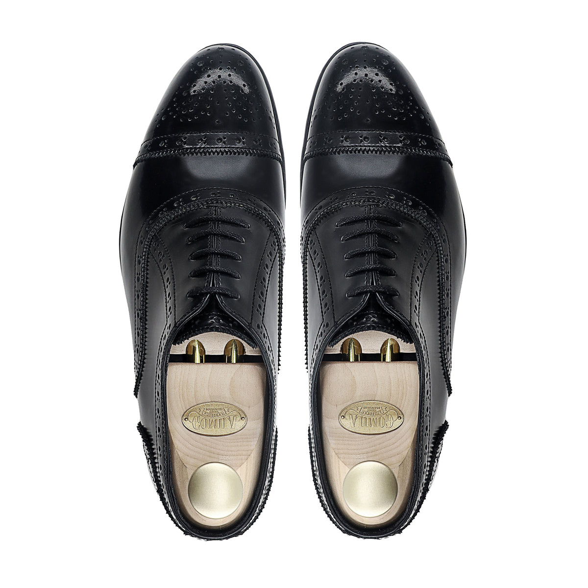 Dustin - Men's Black Box Leather High Shine Oxford Shoe