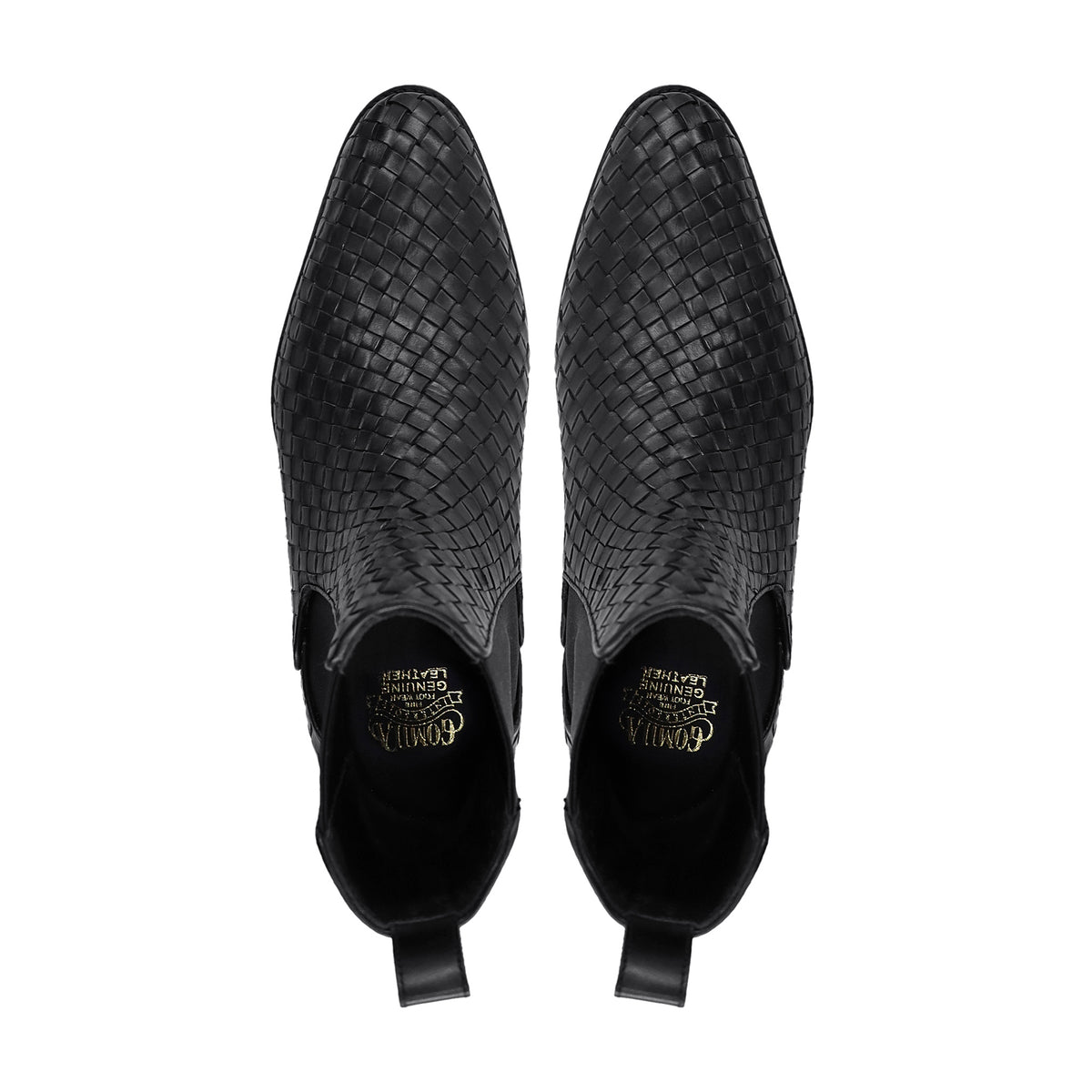 Arnez - Men's Black Hand Woven Leather Chelsea Boot