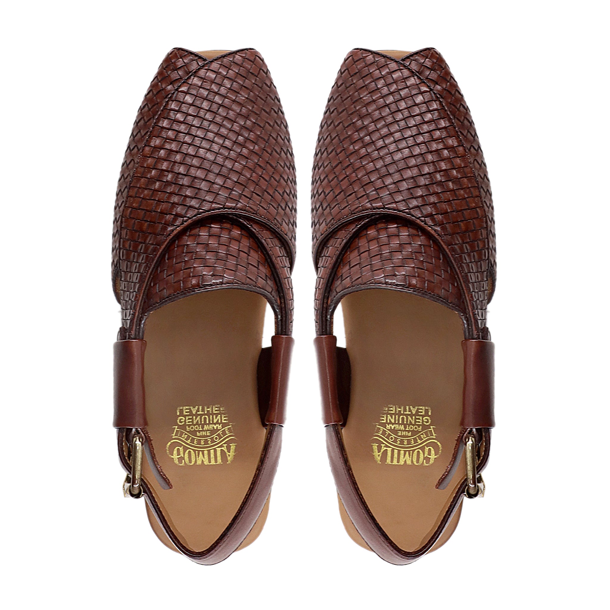 Nelton - Men's Brown Hand Woven Calf Leather Sandal