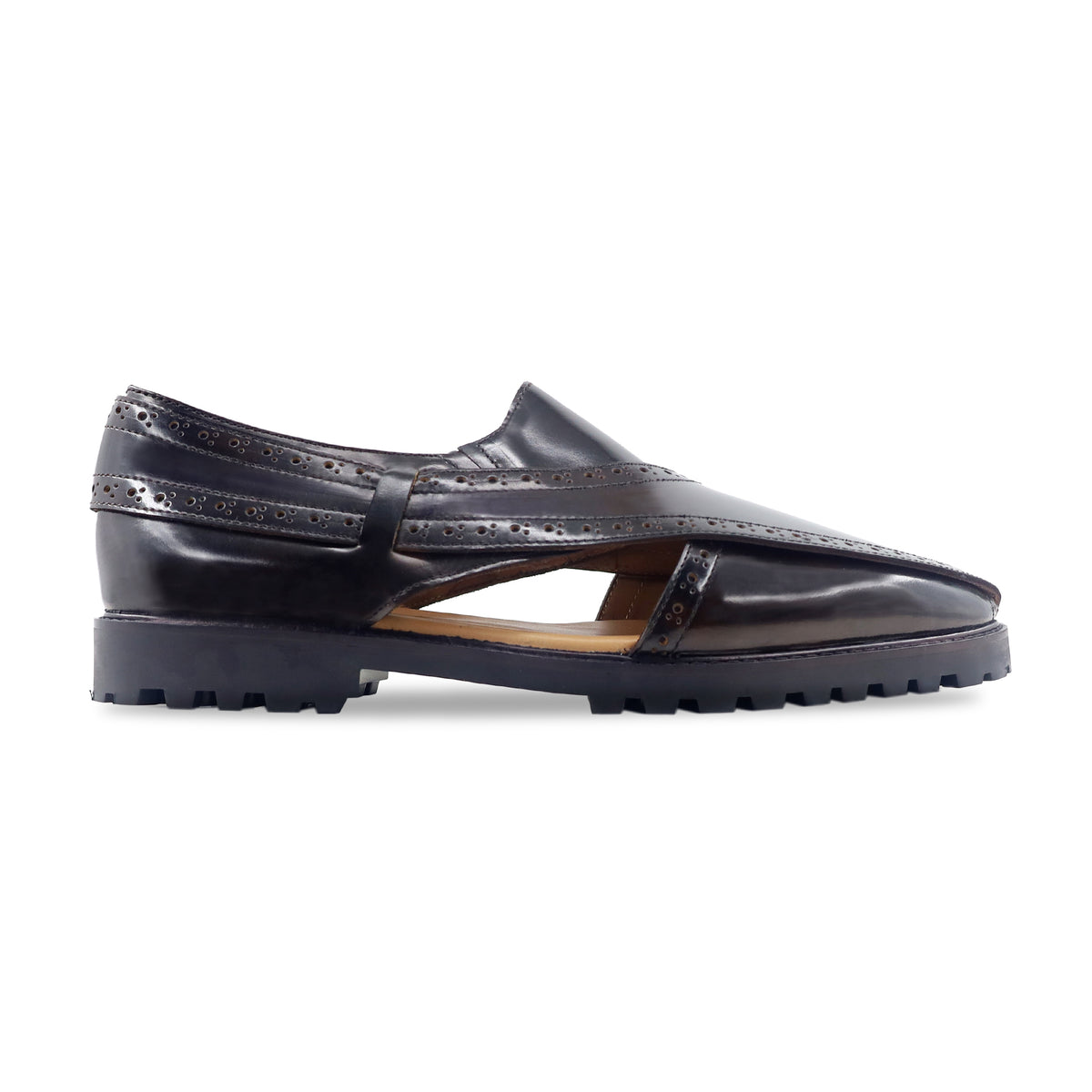 Kalen - Men's Oxblood Box Leather High Shine Sandal