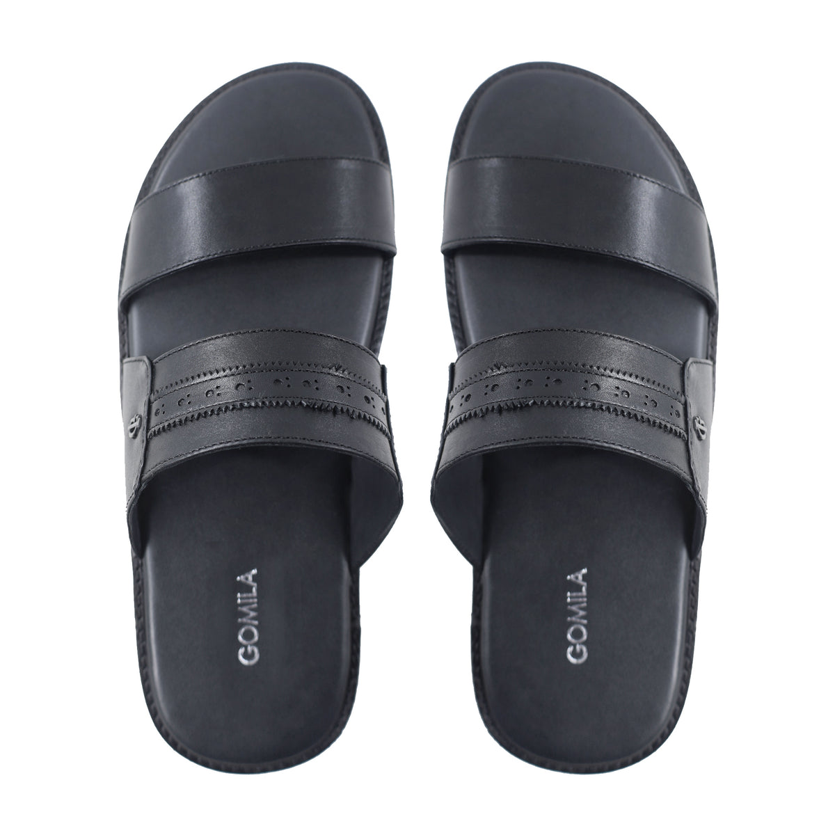 Ethan - Men's Black Calf Leather Slipper