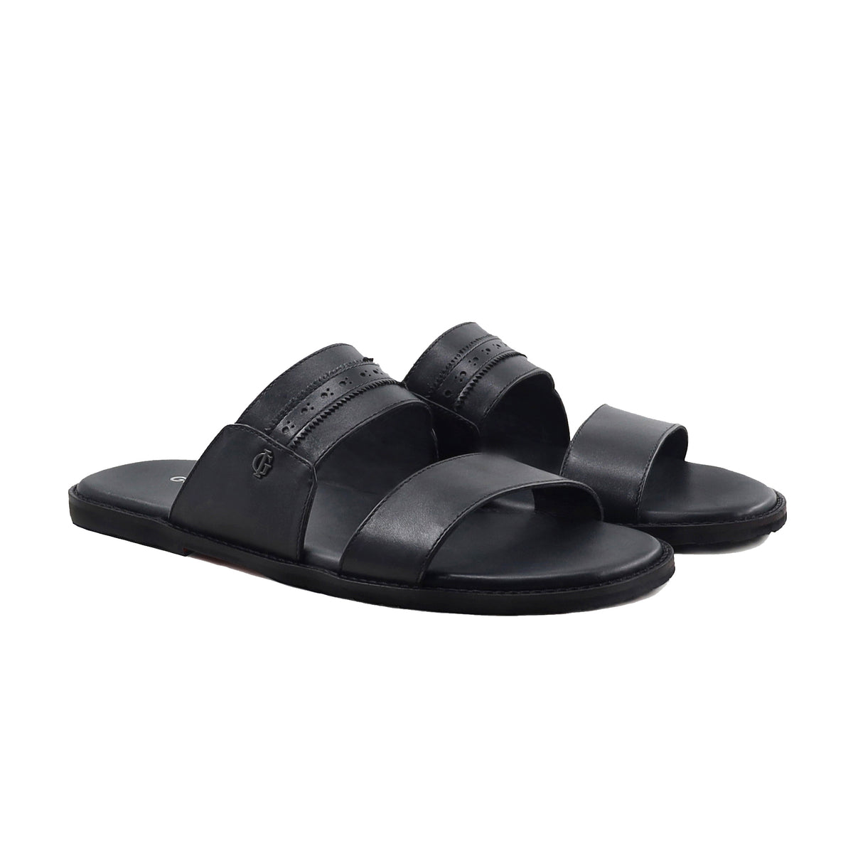 Ethan - Men's Black Calf Leather Slipper