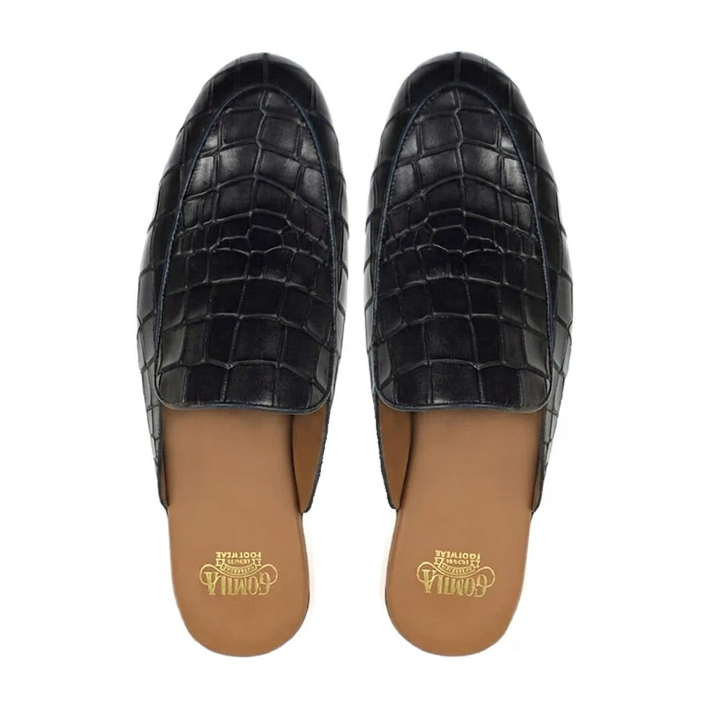 Rook - Men's Black Calf Leather Slipper