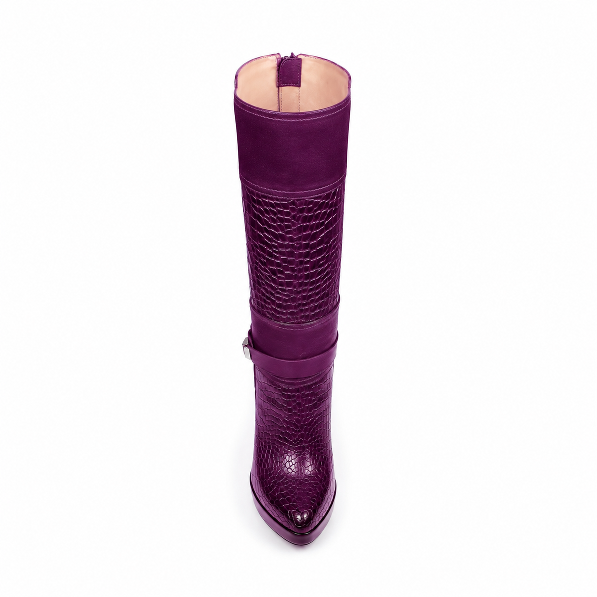 Gexo - Ladies Light Purple Calf Leather Long 90mm Boot