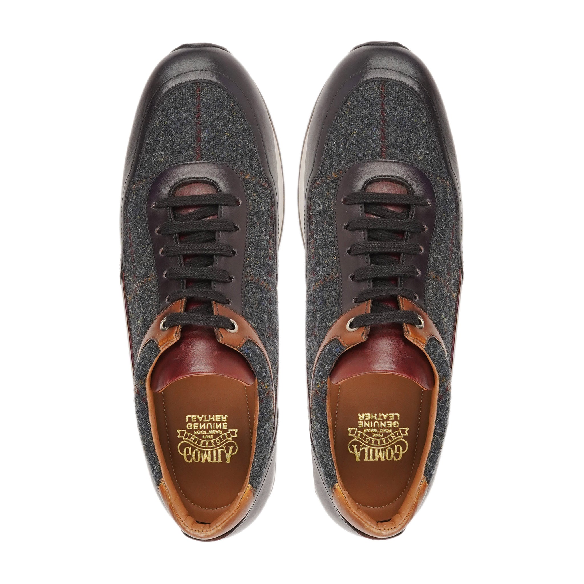 Rento - Men's Multicolor Calf Leather and Harris Tweed Jogger