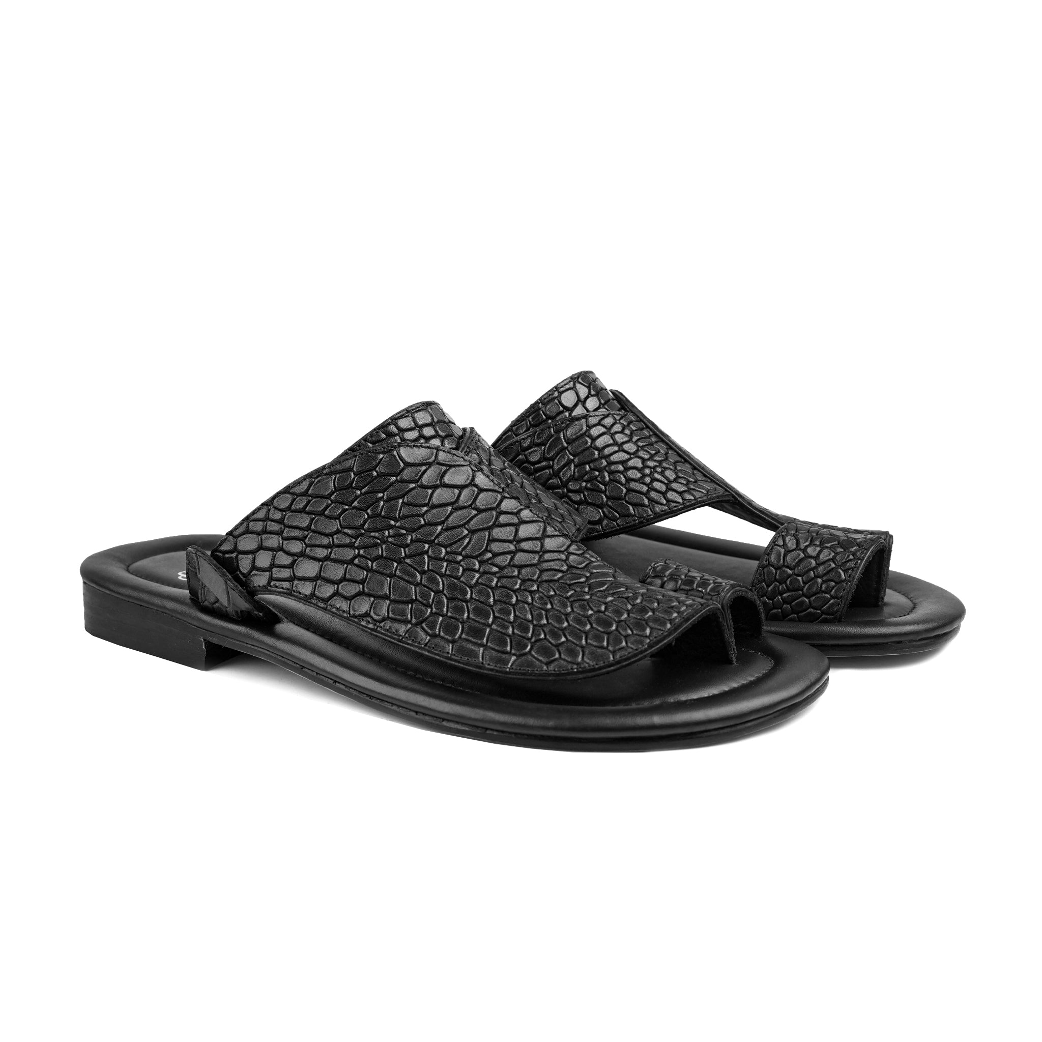 Dubai - Men's Black Calf Leather Slipper