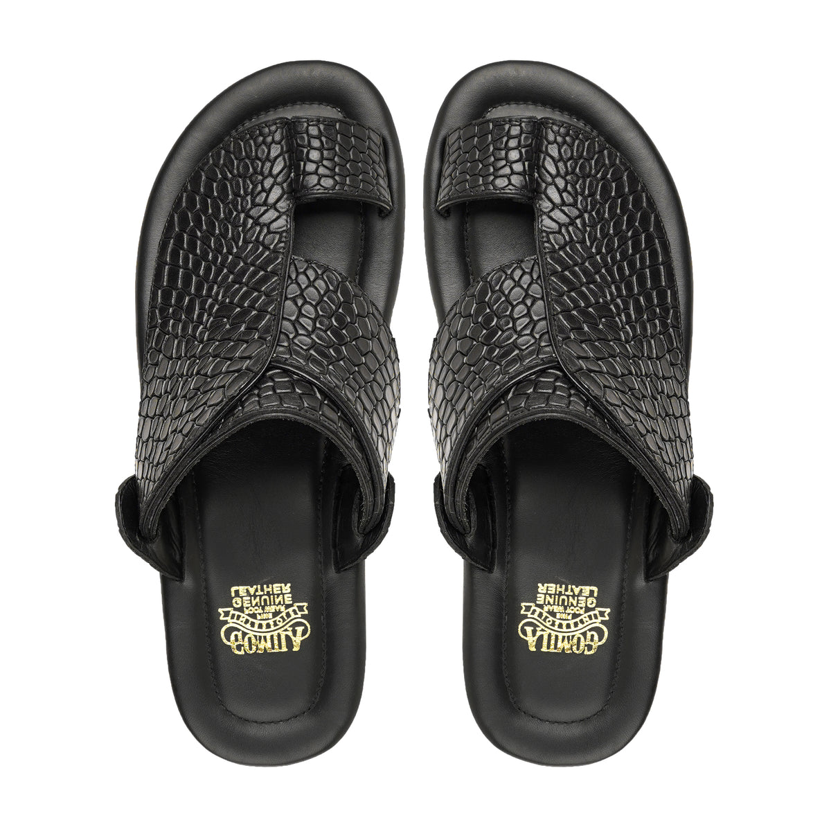 Dubai - Men's Black Calf Leather Slipper
