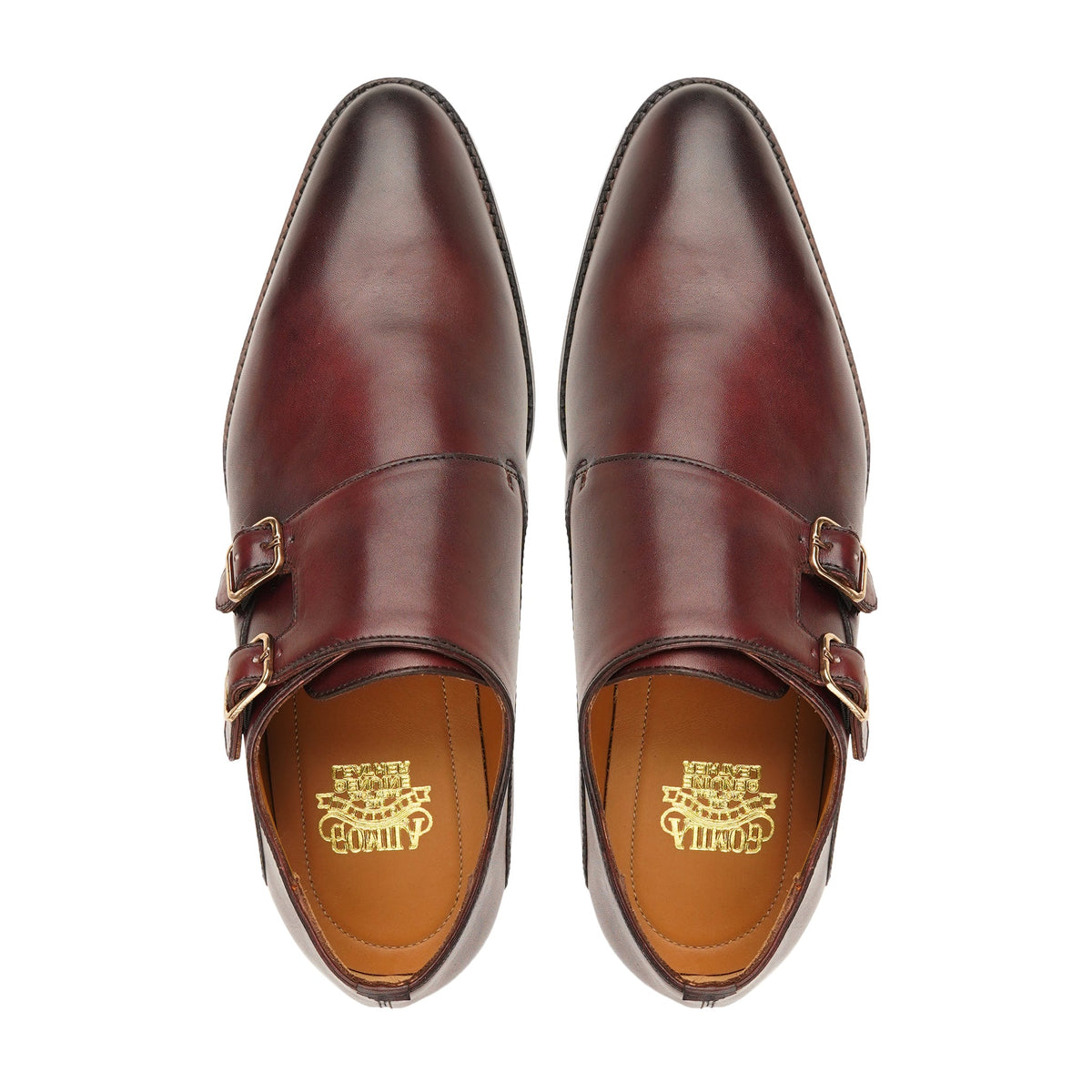 Camaro - Men's Burgundy Brown Calf Leather Double Monkstrap