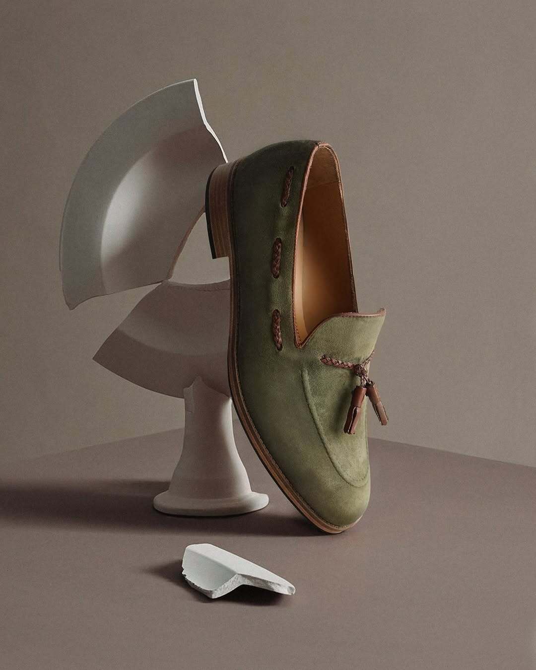 Casper - Men's Olive Green Kid Suede Loafer