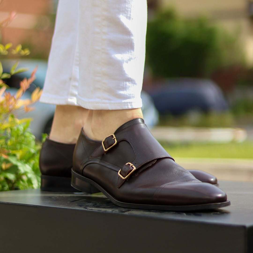 Yenz - Men's Dark Brown Calf Leather Double Monkstrap