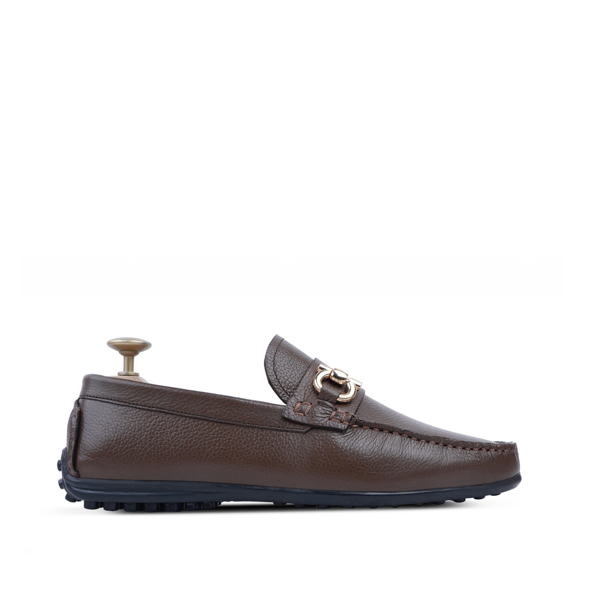 Tex - Men's Brown Pebble Grain Leather Driver Shoe