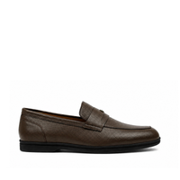 VIRELLO - Men's Dark Brown Pebble Grain Leather Loafer