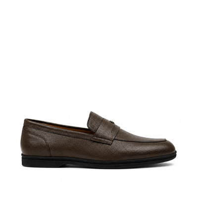 VIRELLO - Men's Dark Brown Pebble Grain Leather Loafer