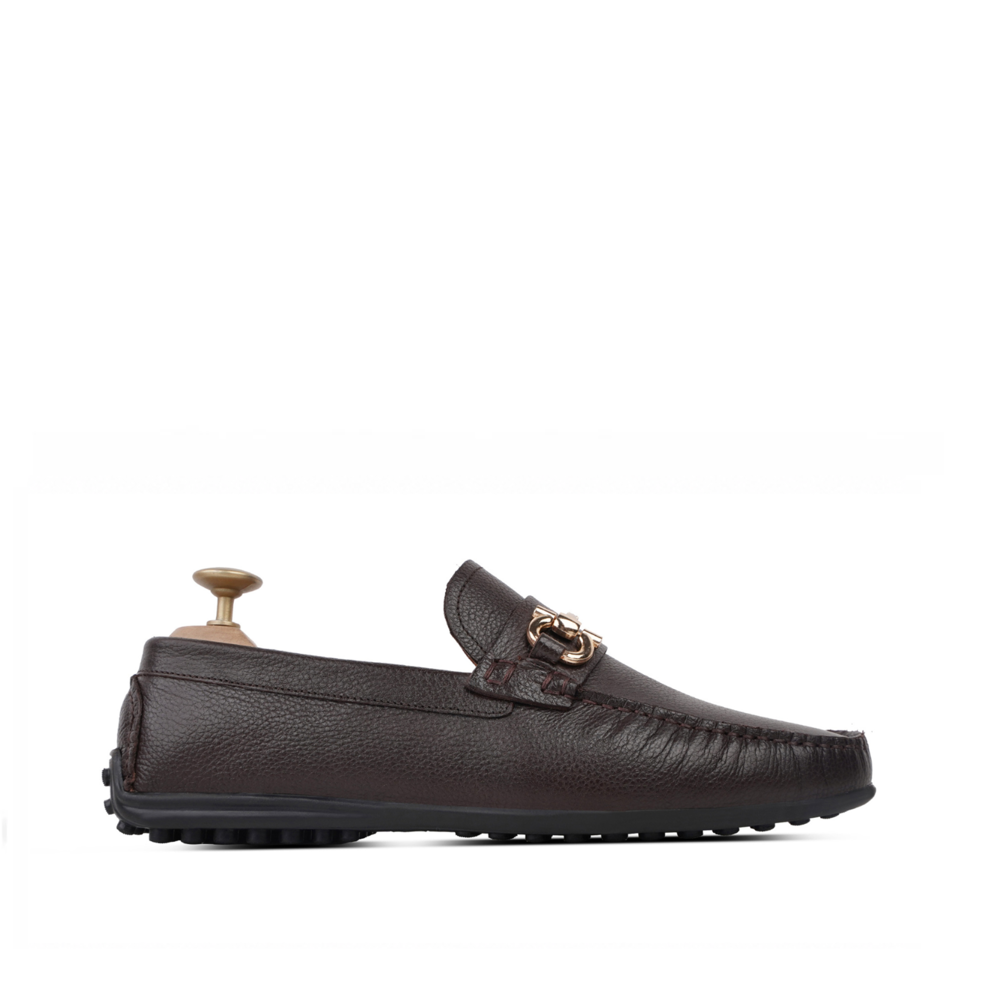 Tex - Men's Dark Brown Pebble Grain Leather Driver Shoe