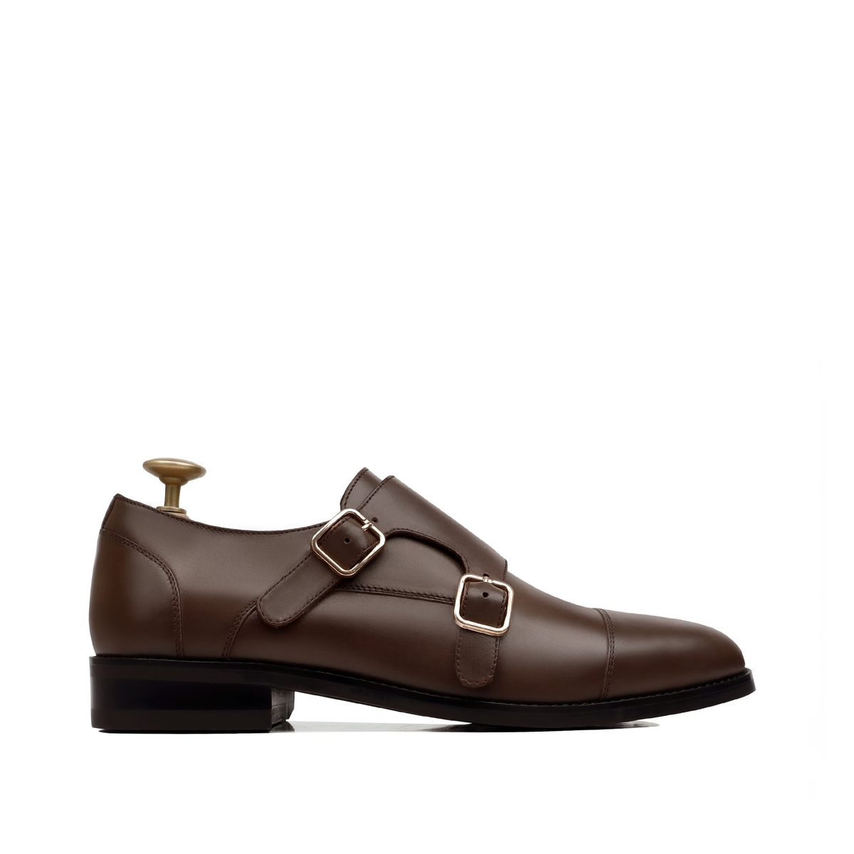 Allin - Men's Brown Calf Leather Double Monkstrap