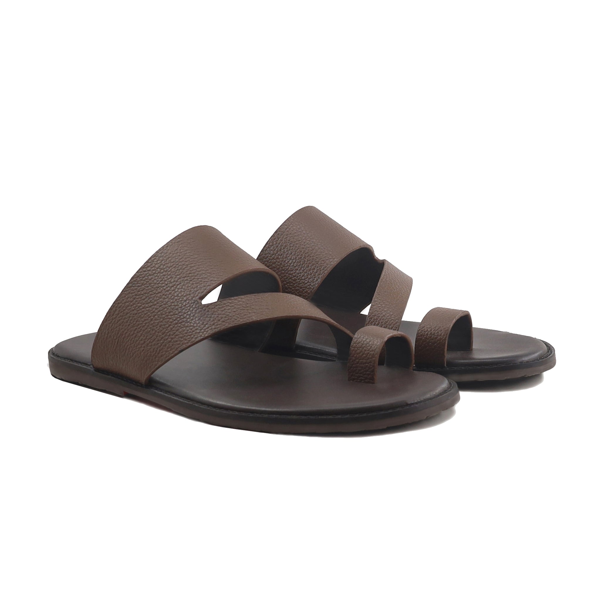 Maver - Men's Dark Brown Pebble Grain Leather Slipper