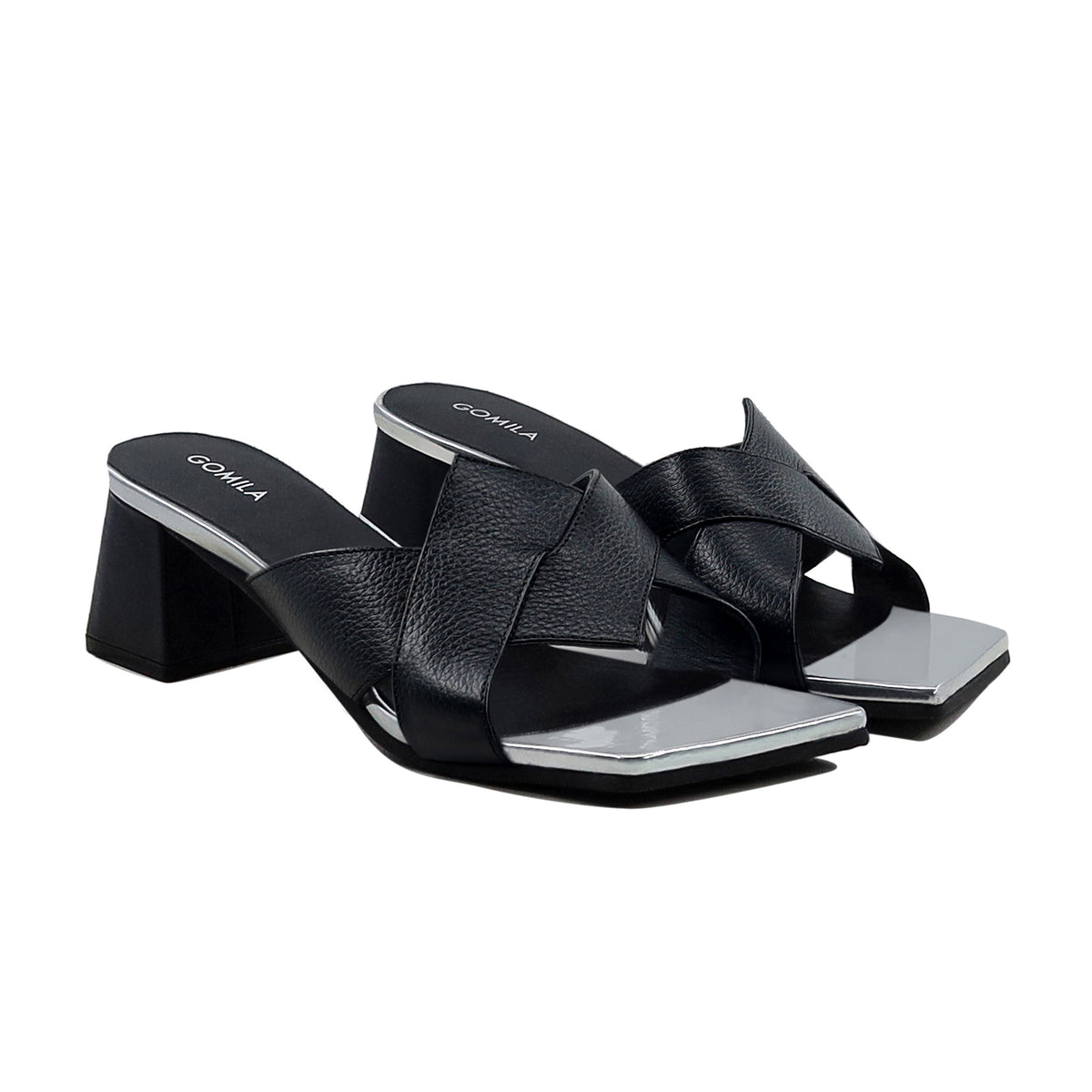 Belle - Women's Black Pebble Grain 50mm Heel
