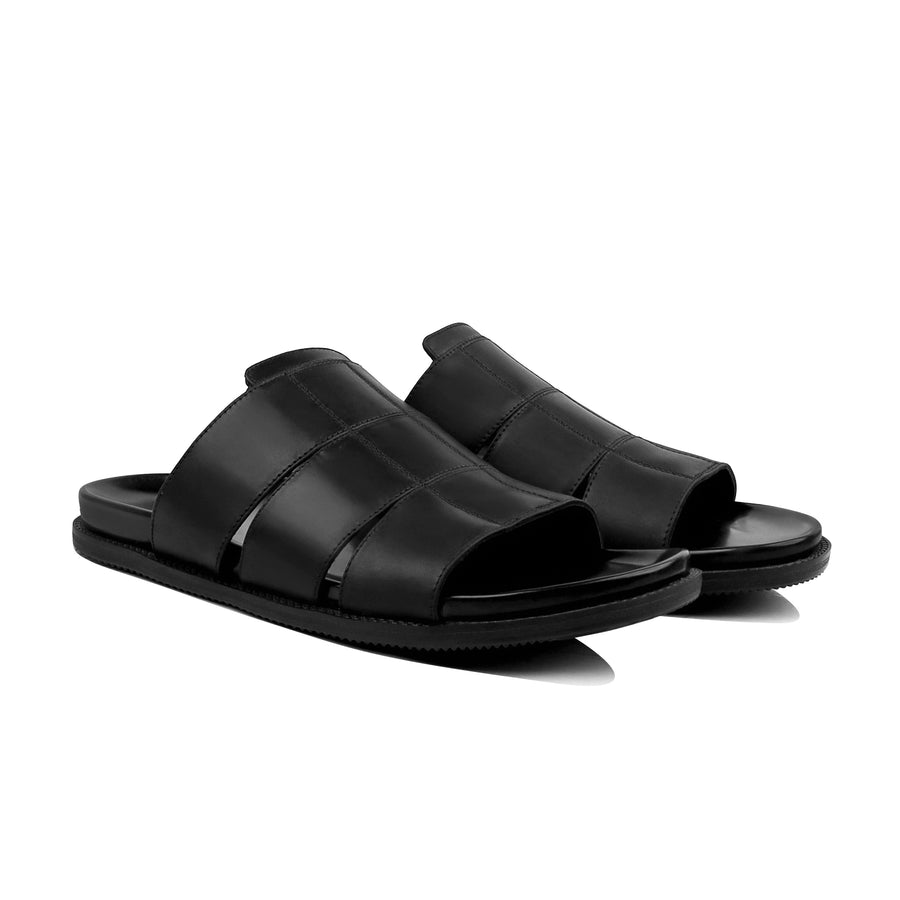 Cozyo - Men's Black Calf Leather Slipper