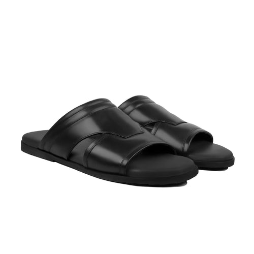 Urban - Men's Black Calf Leather Slipper