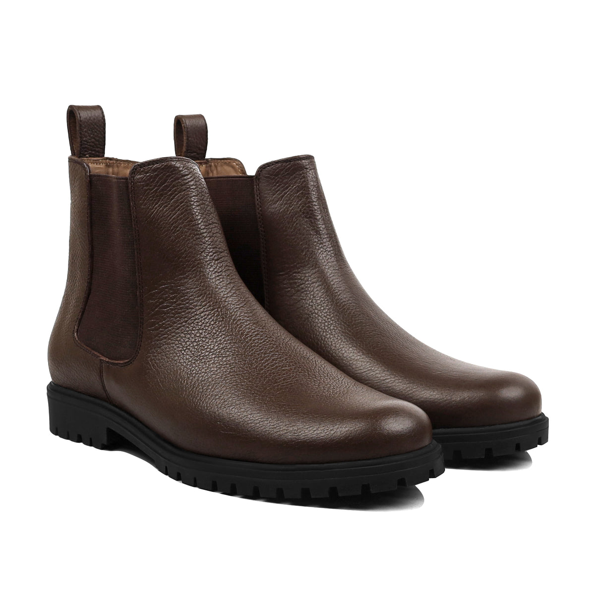 Ryze - Men's Dark Brown Pebble Grain Leather Chelsea Boot