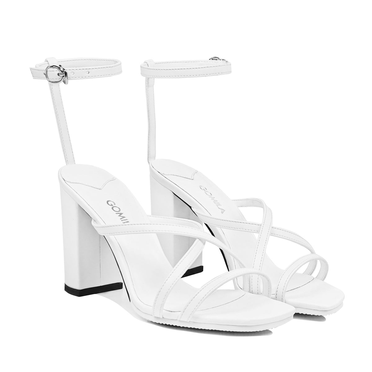 Arlina - Women's White Strapped 90mm Heel