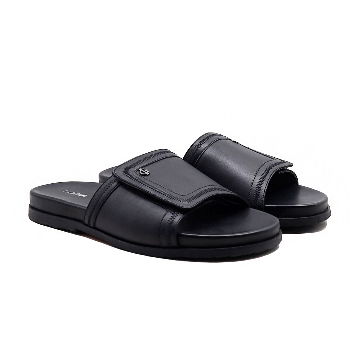 Jaime - Men's Black Calf Leather Slipper