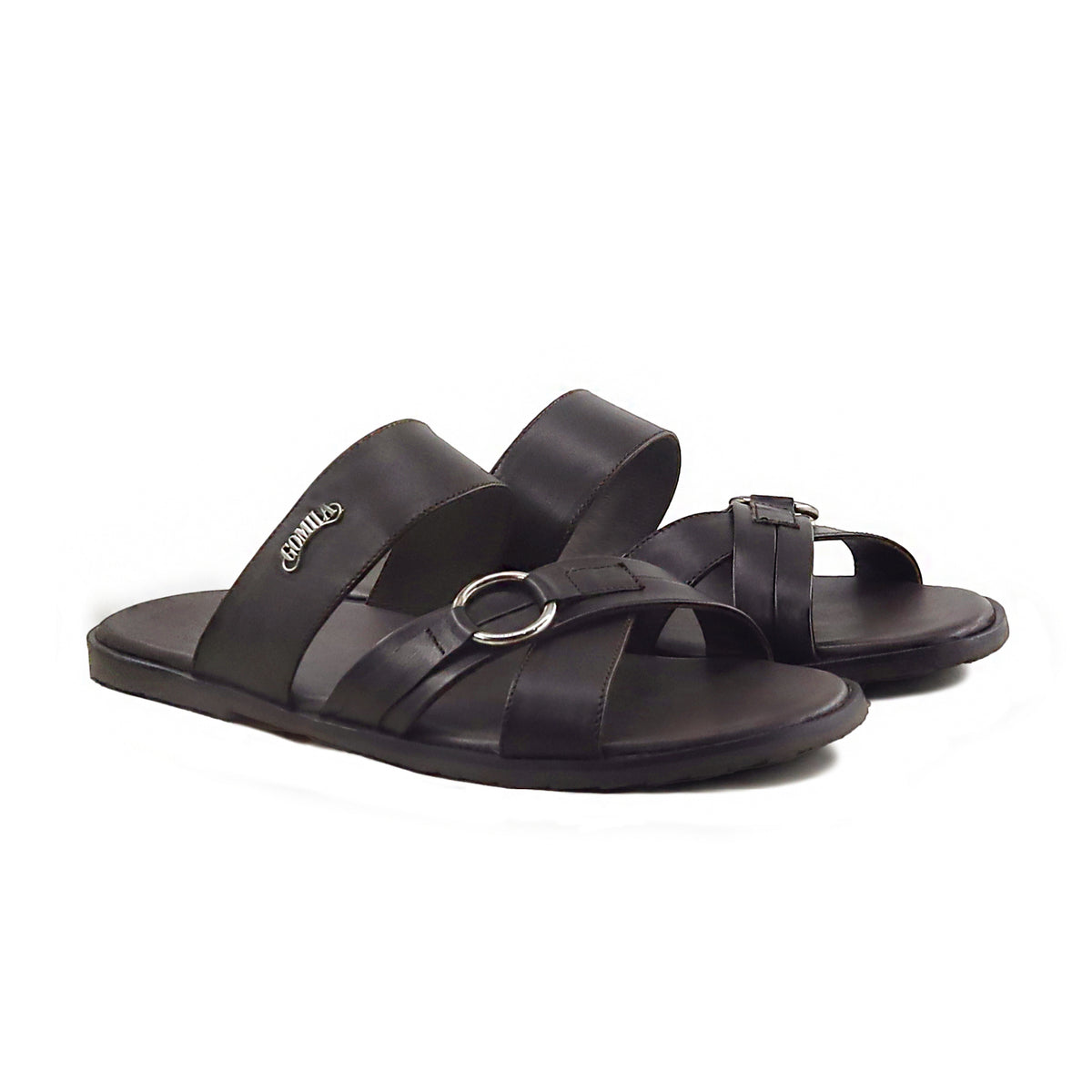 Kolax - Men's Dark Brown Calf Leather Slipper
