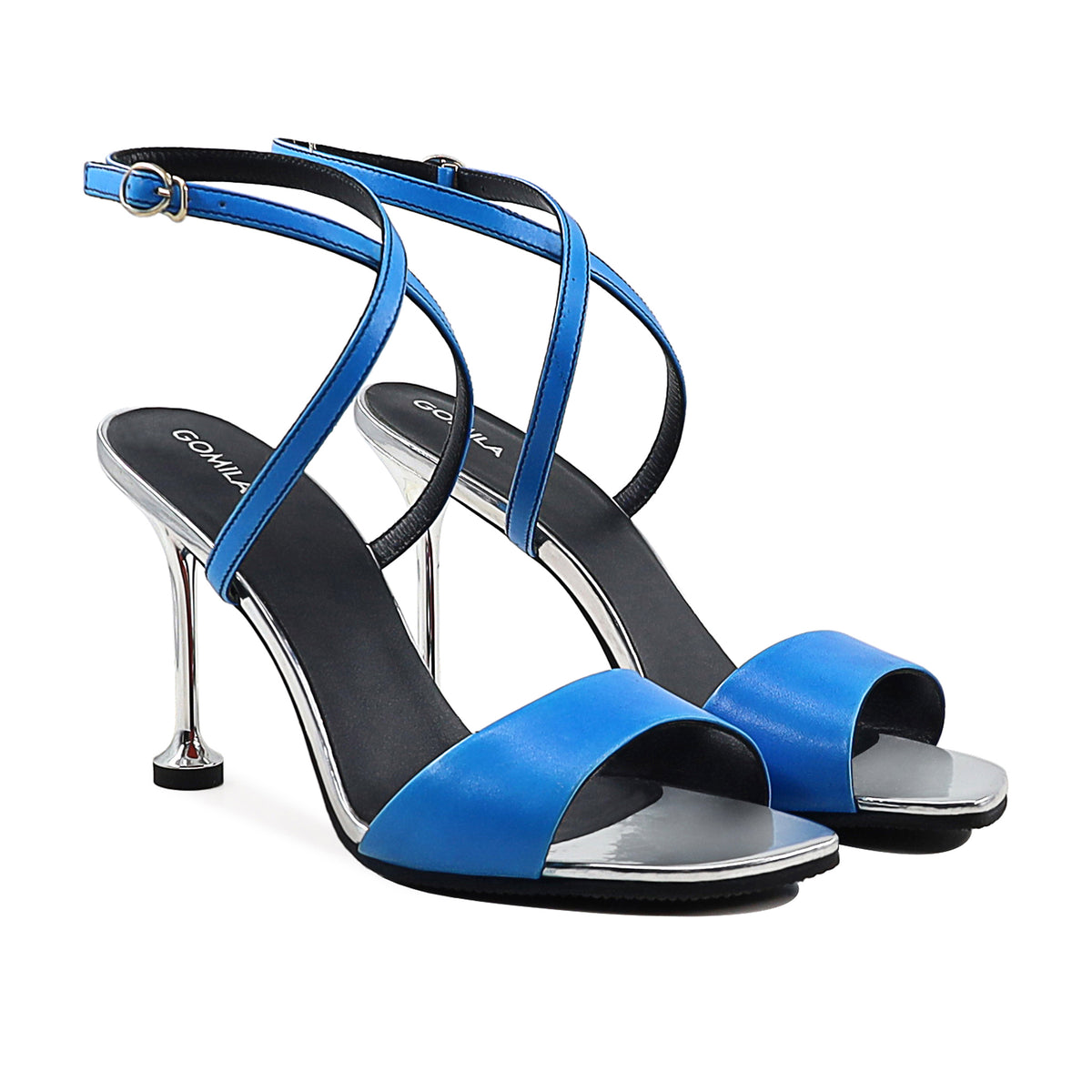 Anna - Women's Blue Strapped 90mm Heels