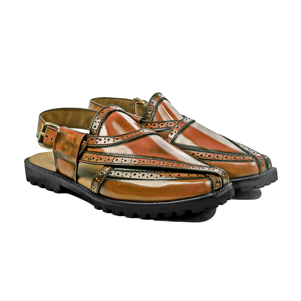 Brooklyn - Men's Tan Box Leather High Shine Sandal