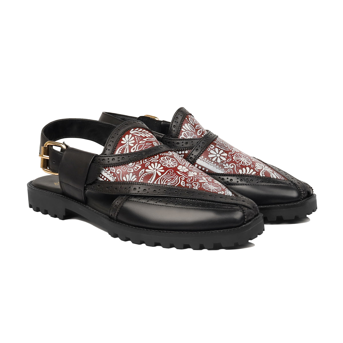 Maxton - Men's Black Hand Painted Sandal